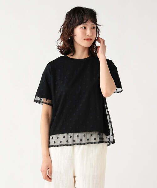 BEAMS HEART(ビームスハート)の「無地 カットソー × チュール Tシャツ(Tシャツ/カットソー・レディース・ブラック/チャコールグレー/オフホワイト/ブラウン系その他4・FREE)」の3枚目の写真