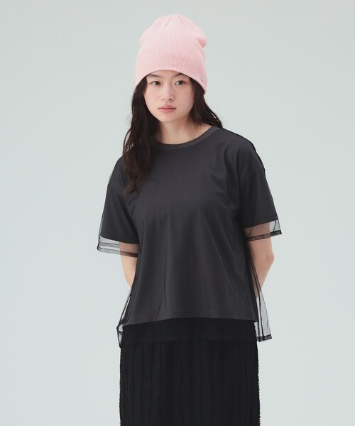 BEAMS HEART(ビームスハート)の「無地 カットソー × チュール Tシャツ(Tシャツ/カットソー・レディース・ブラック/チャコールグレー/オフホワイト/ブラウン系その他4・FREE)」の5枚目の写真