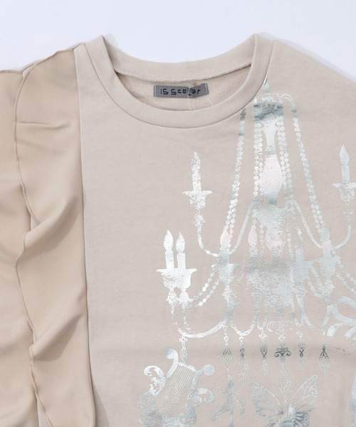 553278：箔プリントシャンデリア フリル裏毛ワンピース（ワンピース