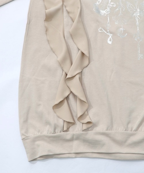 イズスカラー　553278：箔プリントシャンデリア フリル裏毛ワンピース 553278：箔プリントシャンデリア フリル裏毛ワンピースの通販-ScoLar