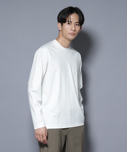 NANO universe(ナノユニバース)の「ジャケT(R) プレミアム クルーネック 長袖(Tシャツ/カットソー・メンズ・ブルーグレー/ブラック/ホワイト・S/L/M)」の2枚目の写真