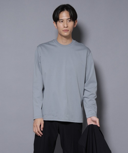 NANO universe(ナノユニバース)の「ジャケT(R) プレミアム クルーネック 長袖(Tシャツ/カットソー・メンズ・ブルーグレー/ブラック/ホワイト・S/L/M)」の3枚目の写真