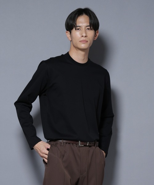 NANO universe(ナノユニバース)の「ジャケT(R) プレミアム クルーネック 長袖(Tシャツ/カットソー・メンズ・ブルーグレー/ブラック/ホワイト・S/L/M)」の1枚目の写真