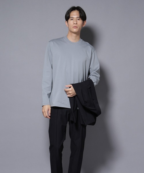 NANO universe(ナノユニバース)の「ジャケT(R) プレミアム クルーネック 長袖(Tシャツ/カットソー・メンズ・ブルーグレー/ブラック/ホワイト・S/L/M)」の8枚目の写真