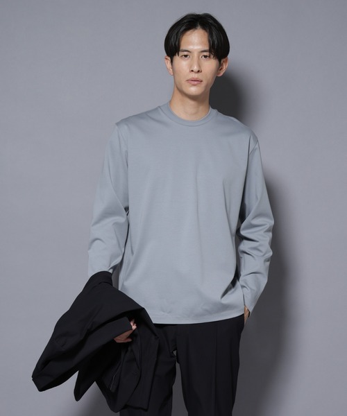 NANO universe(ナノユニバース)の「ジャケT(R) プレミアム クルーネック 長袖(Tシャツ/カットソー・メンズ・ブルーグレー/ブラック/ホワイト・S/L/M)」の4枚目の写真