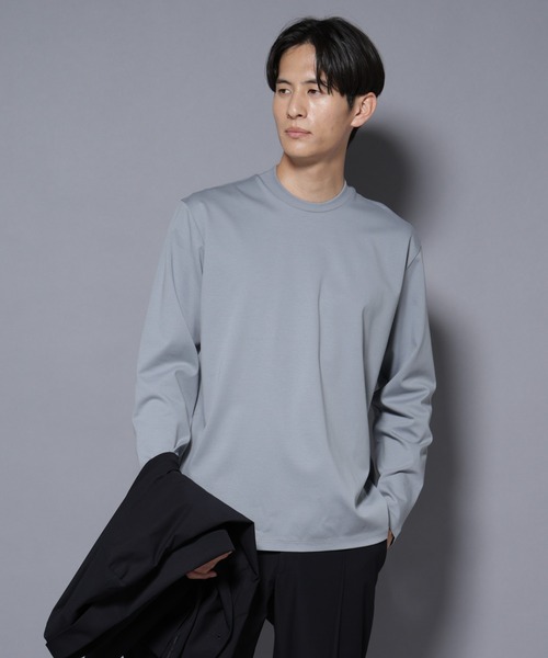 NANO universe(ナノユニバース)の「ジャケT(R) プレミアム クルーネック 長袖(Tシャツ/カットソー・メンズ・ブルーグレー/ブラック/ホワイト・S/L/M)」の5枚目の写真