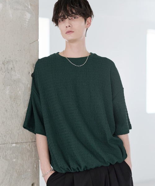 ETELIO（エテリオ）の「シャーリングドローコードTシャツ（Tシャツ/カットソー・メンズ・チャコール/ホワイト/グリーン/ブラウン/ブラック・XL/L/M/S）」の5枚目の写真