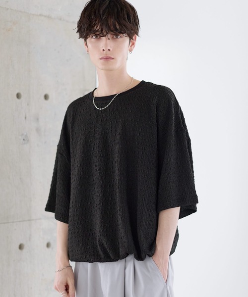 ETELIO（エテリオ）の「シャーリングドローコードTシャツ（Tシャツ/カットソー・メンズ・チャコール/ホワイト/グリーン/ブラウン/ブラック・XL/L/M/S）」の3枚目の写真