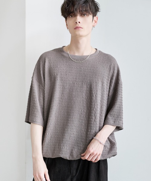 ETELIO(エテリオ)の「シャーリングドローコードTシャツ(Tシャツ/カットソー・メンズ・チャコール/ホワイト/グリーン/ブラウン/ブラック/アッシュグレー/ワイン/ブルーグレー・XL/L/M/S/XS)」の3枚目の写真