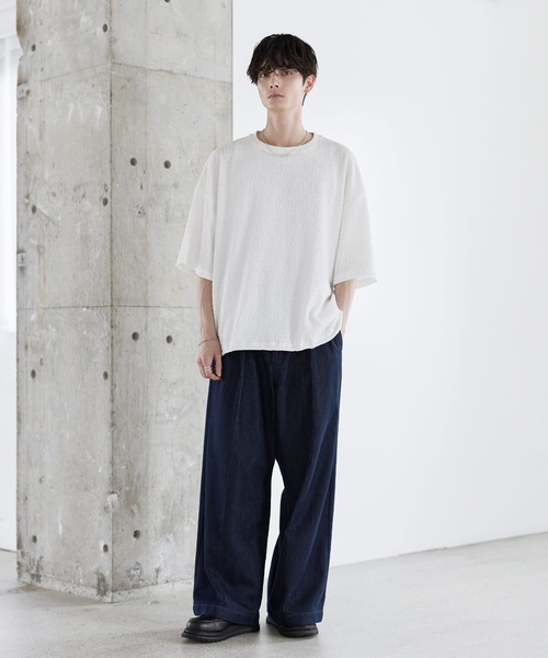 ETELIO（エテリオ）の「シャーリングドローコードTシャツ（Tシャツ/カットソー・メンズ・チャコール/ホワイト/グリーン/ブラウン/ブラック・XL/L/M/S）」の14枚目の写真