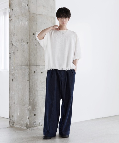 ETELIO（エテリオ）の「シャーリングドローコードTシャツ（Tシャツ/カットソー・メンズ・チャコール/ホワイト/グリーン/ブラウン/ブラック・XL/L/M/S）」の15枚目の写真