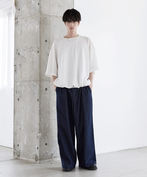 ETELIO（エテリオ）の「シャーリングドローコードTシャツ（Tシャツ/カットソー・メンズ・チャコール/ホワイト/グリーン/ブラウン/ブラック・XL/L/M/S）」の16枚目の写真