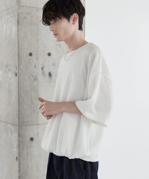 ETELIO（エテリオ）の「シャーリングドローコードTシャツ（Tシャツ/カットソー・メンズ・チャコール/ホワイト/グリーン/ブラウン/ブラック・XL/L/M/S）」の10枚目の写真