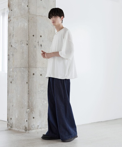 ETELIO（エテリオ）の「シャーリングドローコードTシャツ（Tシャツ/カットソー・メンズ・チャコール/ホワイト/グリーン/ブラウン/ブラック・XL/L/M/S）」の12枚目の写真