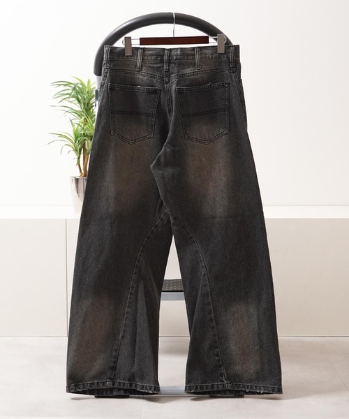 1111clothing(ワンフォークロージング)の「デニム バギー カーブパンツ / Denim Baggy Curve Pants(デニムパンツ・メンズ・インディゴブルー/ブラック・L/M)」の5枚目の写真