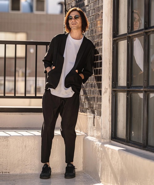 CAMBIO(カンビオ)の「mj11351-Stretch Linen Rayon Buttonless 3-4 Sleeve Jacket 7分袖ジャケット(S65926cmb)(ノーカラージャケット・メンズ・ブラック/ベージュ/チャコール・S/M/L)」の8枚目の写真