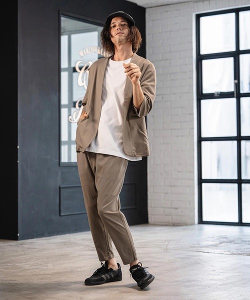CAMBIO(カンビオ)の「mj11351-Stretch Linen Rayon Buttonless 3-4 Sleeve Jacket 7分袖ジャケット(S65926cmb)(ノーカラージャケット・メンズ・ブラック/ベージュ/チャコール・S/M/L)」の17枚目の写真