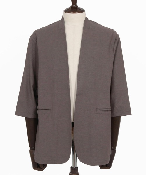 CAMBIO(カンビオ)の「mj11351-Stretch Linen Rayon Buttonless 3-4 Sleeve Jacket 7分袖ジャケット(S65926cmb)(ノーカラージャケット・メンズ・ブラック/ベージュ/チャコール・S/M/L)」の18枚目の写真