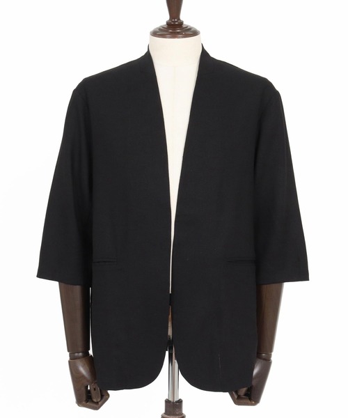 CAMBIO(カンビオ)の「mj11351-Stretch Linen Rayon Buttonless 3-4 Sleeve Jacket 7分袖ジャケット(S65926cmb)(ノーカラージャケット・メンズ・ブラック/ベージュ/チャコール・S/M/L)」の19枚目の写真