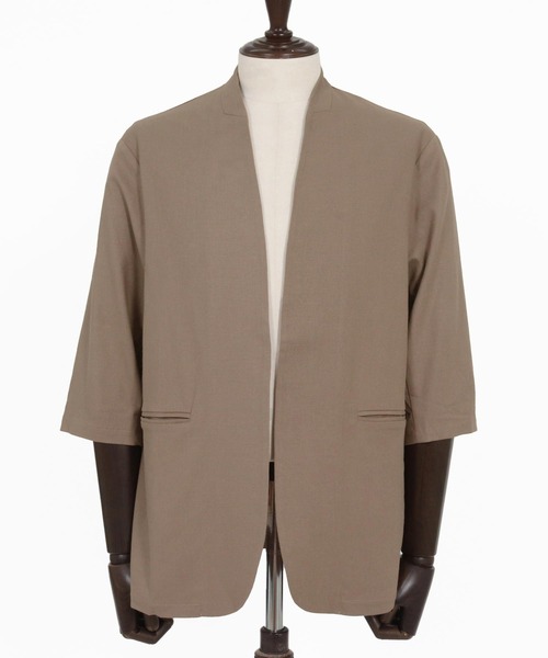CAMBIO(カンビオ)の「mj11351-Stretch Linen Rayon Buttonless 3-4 Sleeve Jacket 7分袖ジャケット(S65926cmb)(ノーカラージャケット・メンズ・ブラック/ベージュ/チャコール・S/M/L)」の20枚目の写真