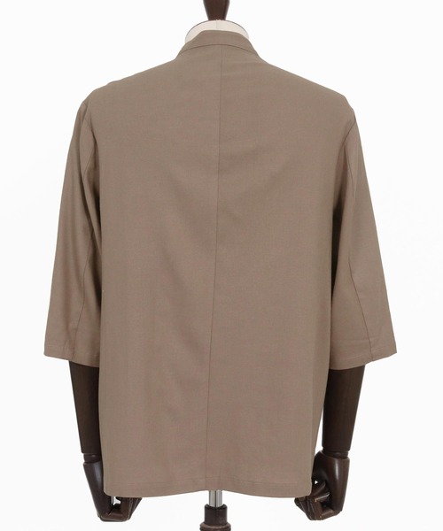 CAMBIO(カンビオ)の「mj11351-Stretch Linen Rayon Buttonless 3-4 Sleeve Jacket 7分袖ジャケット(S65926cmb)(ノーカラージャケット・メンズ・ブラック/ベージュ/チャコール・S/M/L)」の21枚目の写真