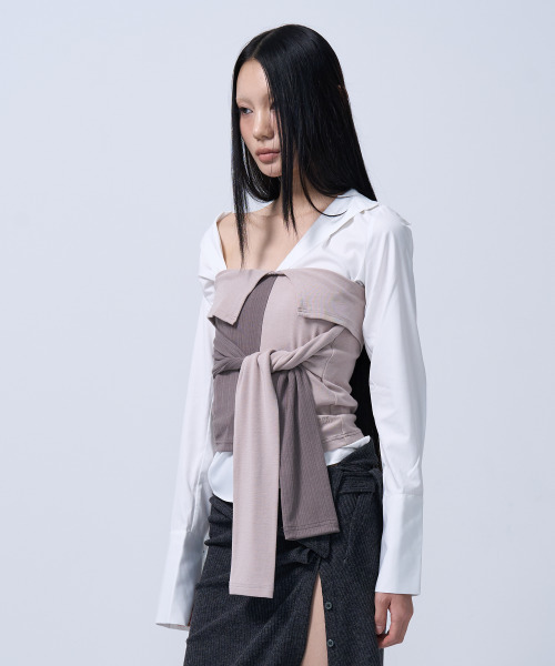 ZIZEMUSEUM(ジゼミュージアム)の「UNBALANCE TUBE TOP (COCOA)(Tシャツ/カットソー・レディース・その他・ONE SIZE)」の1枚目の写真