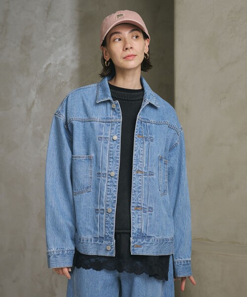 BEAUTY&YOUTH UNITED ARROWS（ビューティーアンドユースユナイテッドアローズ）の「【WEB限定】ルーズ デニムジャケット（その他アウター・レディース・グレー/ライトブルー・FREE）」の3枚目の写真