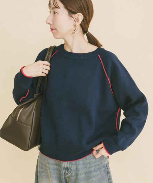 ITEMS URBANRESEARCH（アイテムズ アーバンリサーチ）の「ラグランスリーブリバーシブルニット（ニット/セーター・レディース・オレンジ系その他/ブルー系その他/ホワイト系その他・FREE）」の2枚目の写真