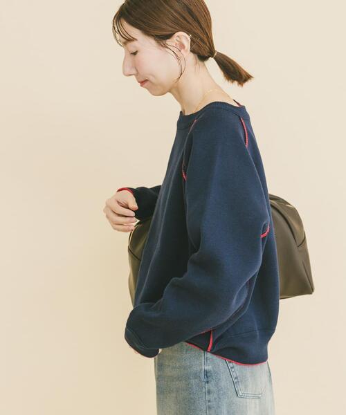 ITEMS URBANRESEARCH（アイテムズ アーバンリサーチ）の「ラグランスリーブリバーシブルニット（ニット/セーター・レディース・オレンジ系その他/ブルー系その他/ホワイト系その他・FREE）」の14枚目の写真