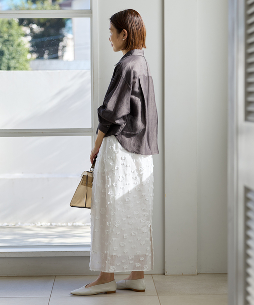 IENA（イエナ）の「フラワージャガードタックスカート（スカート・レディース・ブラック/ホワイト・36/38）」の22枚目の写真