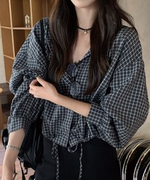 VQ（ブイキュー）の「＼春に最適♪サラッと羽織れる／チェック柄フードシャツブルゾン（ブルゾン）」