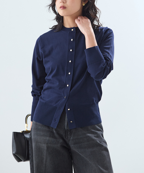 journal standard L'essage（ジャーナルスタンダードレサージュ）の「コットン カーディガン（カーディガン/ボレロ・レディース・ベージュ/グリーン/ネイビー・FREE）」の3枚目の写真