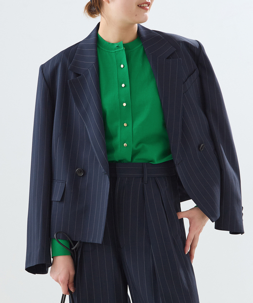 journal standard L'essage（ジャーナルスタンダードレサージュ）の「コットン カーディガン（カーディガン/ボレロ・レディース・ベージュ/グリーン/ネイビー・FREE）」の2枚目の写真