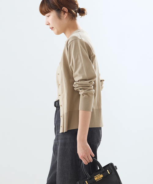 journal standard L'essage（ジャーナルスタンダードレサージュ）の「コットン カーディガン（カーディガン/ボレロ・レディース・ベージュ/グリーン/ネイビー・FREE）」の8枚目の写真