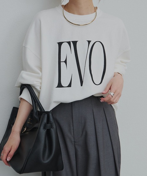 PUAL CE CIN(ピュアルセシン)の「ビッグロゴ裏毛スウェット(Tシャツ/カットソー・レディース・ネイビー/オフホワイト・FREE)」の1枚目の写真