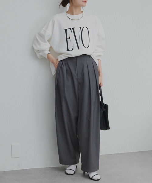 PUAL CE CIN(ピュアルセシン)の「ビッグロゴ裏毛スウェット(Tシャツ/カットソー・レディース・ネイビー/オフホワイト・FREE)」の6枚目の写真