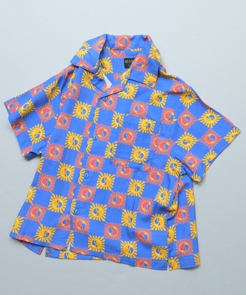MARKEY'S(マーキーズ)の「総柄オープンカラーシャツ/セットアップ可(シャツ/ブラウス・キッズ・ブルー/グリーン/ブラック/アイボリー・110/100/90/150/140/130/120)」の4枚目の写真