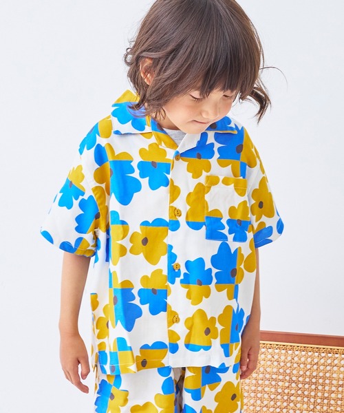 MARKEY'S(マーキーズ)の「総柄オープンカラーシャツ/セットアップ可(シャツ/ブラウス・キッズ・ブルー/グリーン/ブラック/アイボリー・110/100/90/150/140/130/120)」の6枚目の写真