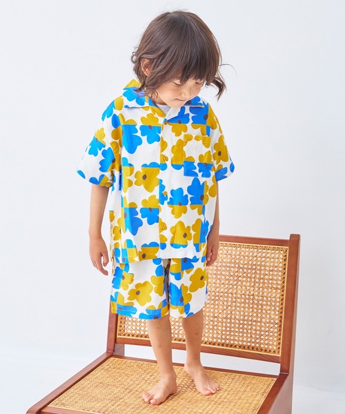 MARKEY'S(マーキーズ)の「総柄オープンカラーシャツ/セットアップ可(シャツ/ブラウス・キッズ・ブルー/グリーン/ブラック/アイボリー・110/100/90/150/140/130/120)」の8枚目の写真