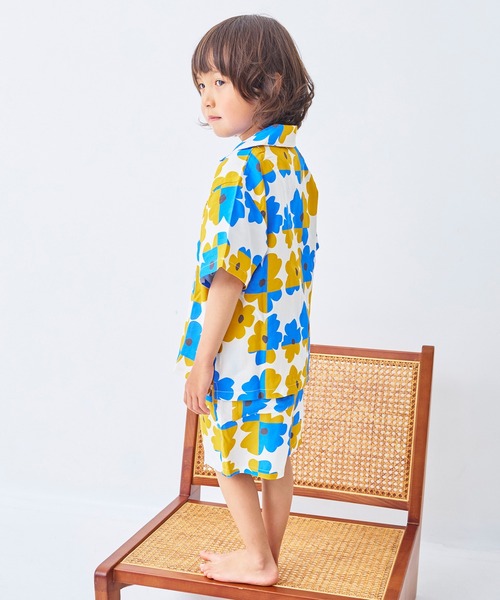 MARKEY'S(マーキーズ)の「総柄オープンカラーシャツ/セットアップ可(シャツ/ブラウス・キッズ・ブルー/グリーン/ブラック/アイボリー・110/100/90/150/140/130/120)」の9枚目の写真