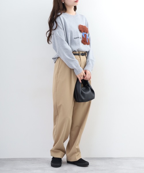 EGLANTINE（エグランティーヌ）の「EGLANTINE 犬モチーフ立体刺繍ニット（ニット/セーター・レディース・シルバーグレー/ベージュ/ネイビー/クリーム/ベビーピンク/サックスブルー・38）」の12枚目の写真