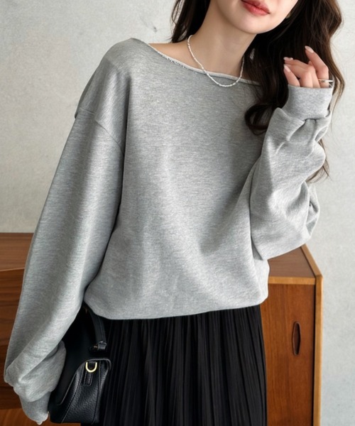 Eclat one（エクラワン）の「【Eclat one】ワンショルダー スウェット（スウェット・レディース・ブラック/グレー/ライトグレー・FREE）」の3枚目の写真