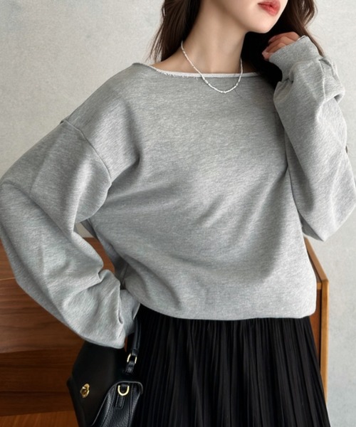 Eclat one（エクラワン）の「【Eclat one】ワンショルダー スウェット（スウェット・レディース・ブラック/グレー/ライトグレー・FREE）」の14枚目の写真