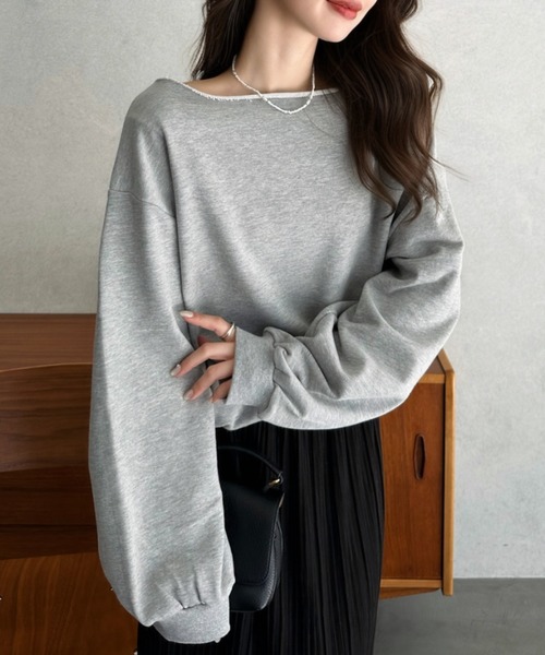 Eclat one（エクラワン）の「【Eclat one】ワンショルダー スウェット（スウェット・レディース・ブラック/グレー/ライトグレー・FREE）」の19枚目の写真