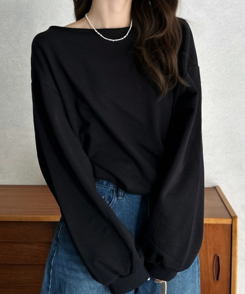 Eclat one（エクラワン）の「【Eclat one】ワンショルダー スウェット（スウェット・レディース・ブラック/グレー/ライトグレー・FREE）」の5枚目の写真