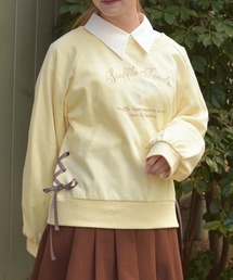 レースアップ刺繍トレーナー
