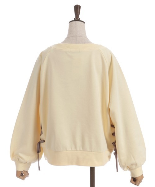 axes femme(アクシーズファム)の「レースアップ刺繍トレーナー(Tシャツ/カットソー・レディース・サックスブルー/杢グレー/キナリ/イエロー・FREE)」の15枚目の写真