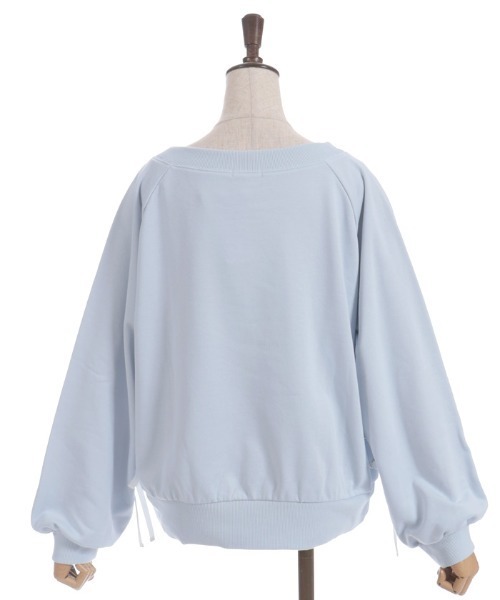 axes femme(アクシーズファム)の「レースアップ刺繍トレーナー(Tシャツ/カットソー・レディース・サックスブルー/杢グレー/キナリ/イエロー・FREE)」の9枚目の写真