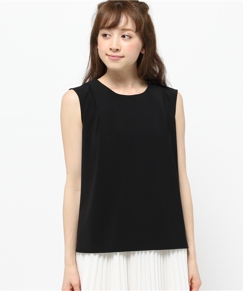 Rose Tiara（ローズティアラ）の「トレンドのセットアップスタイルが叶う二重織ノースリーブブラウス（シャツ/ブラウス・レディース・ブラック/ベージュ・38/46/42）」の3枚目の写真