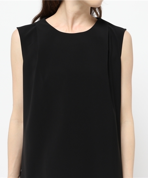 Rose Tiara（ローズティアラ）の「トレンドのセットアップスタイルが叶う二重織ノースリーブブラウス（シャツ/ブラウス・レディース・ブラック/ベージュ・38/46/42）」の6枚目の写真